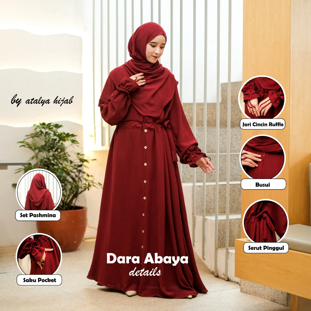 Gamis Syari Abaya Kaftan Dierra Baju Lebaran 2024 | Gamis Setelan One Set Free Pashmina