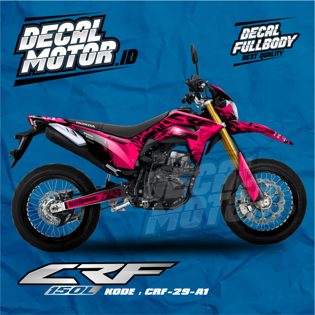 Stiker Decal Polet Sticker honda CRF 150L 2019 2020 2021 2022 Full Pink Body STD Simple - Kode CRF