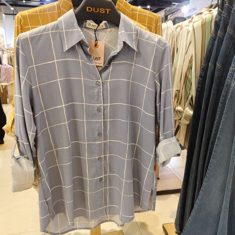 KEMEJA DUST WANITA KOTAK KOTAK BIRU