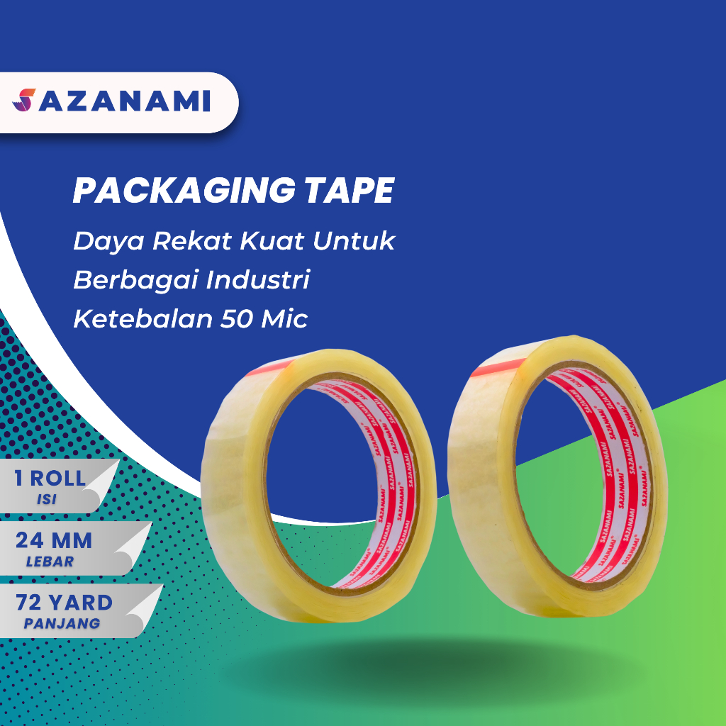 

isolasi bening 1" Inch 24mm x 72 Yard sazanami selotip solasi lakban tape