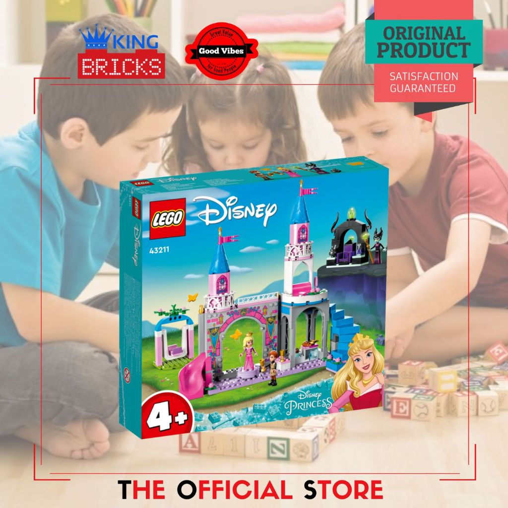 LEGO Original DISNEY 43211 Aurora Castle - Mainan Anak Perempuan Istana Princess Harimau Kuda