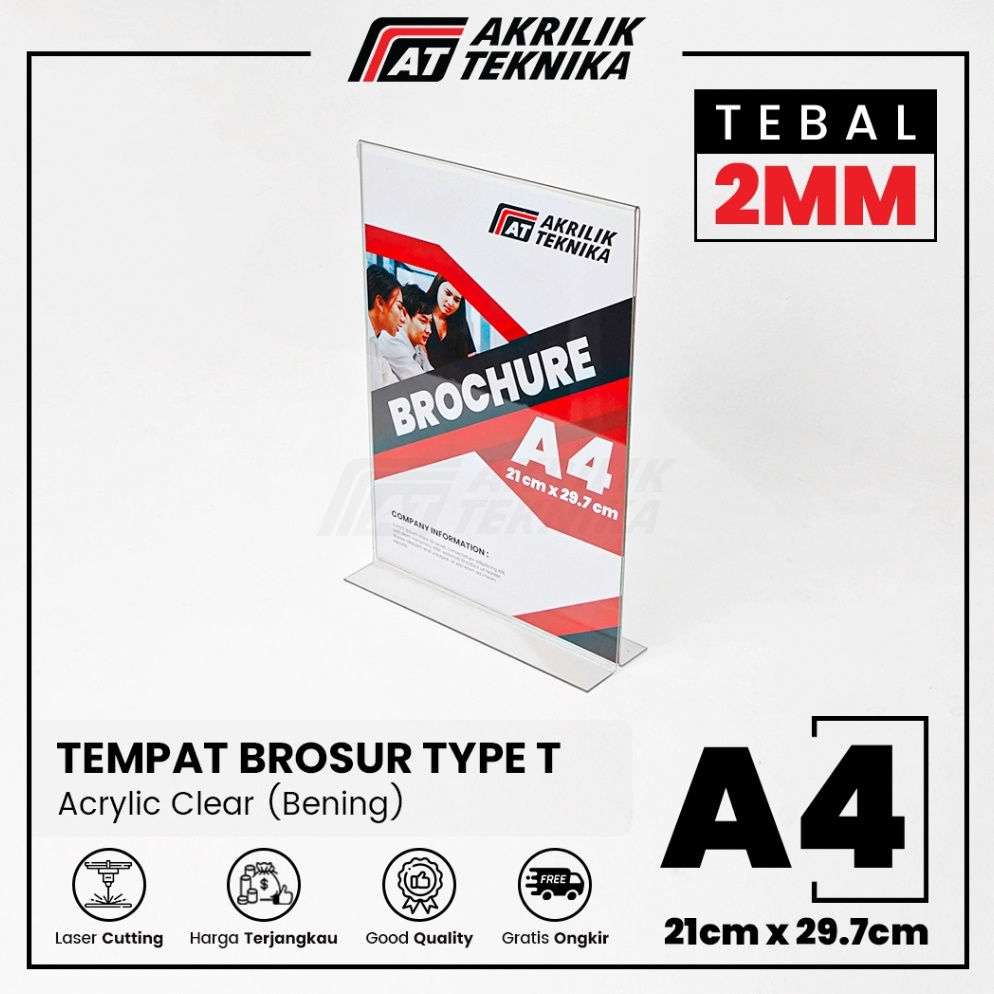 

RJB132 XPRESS Tempat Brosur Akrilik Tent Card Holder Qris Barcode Nomor Menu Meja Portrait T Ukuran A4 2mm