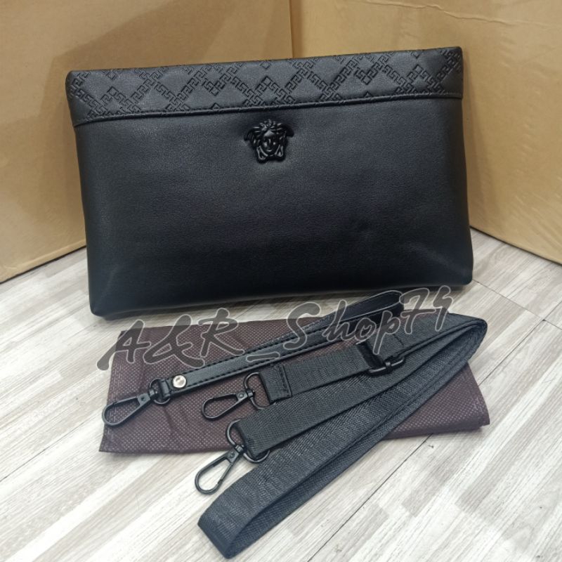 Clutch Versace Leather tas tangan Handbag kulit import