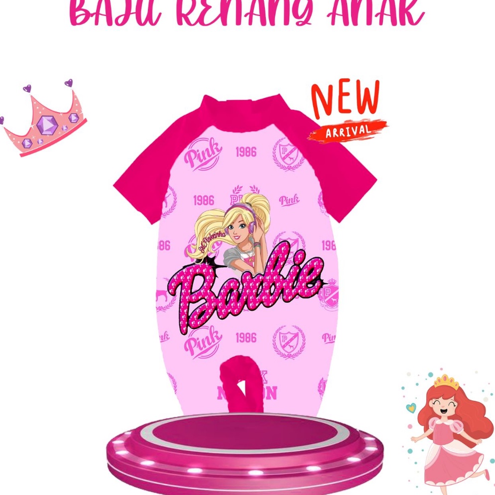 Terbaru Baju Renang AnakBaju Renang Anak PerempuanBaju Renang Anak Print Karakter Kombi Fanta Barbie