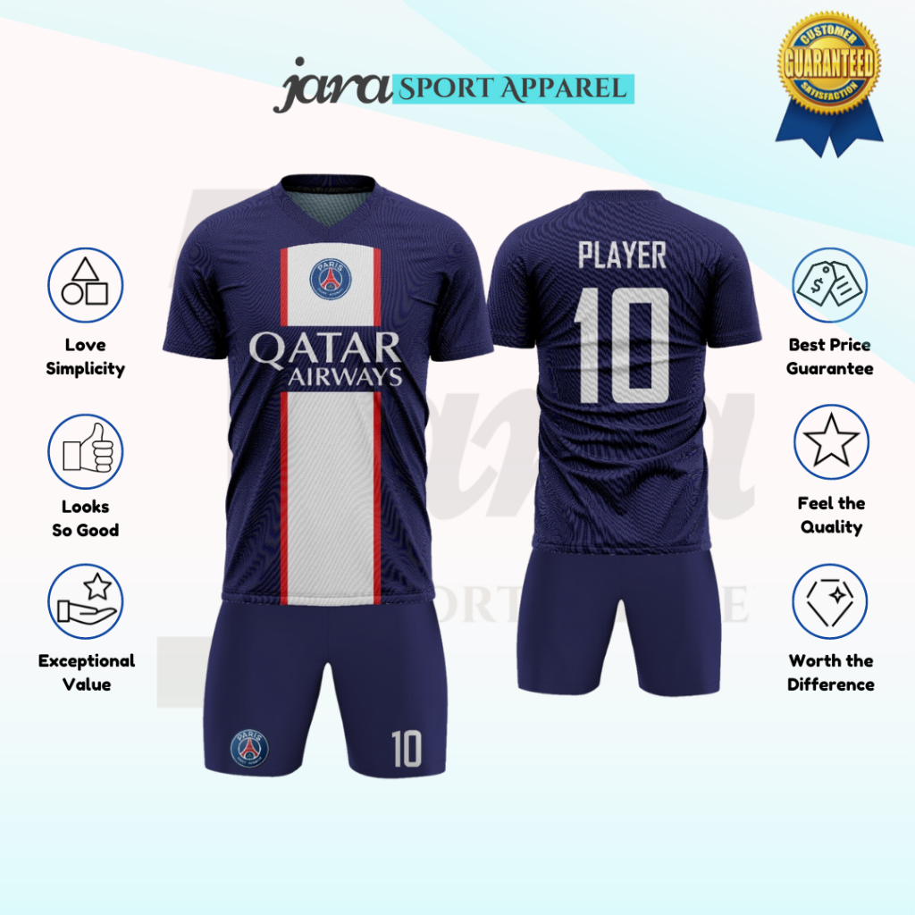 Jersey Paris Saint Germain PSG Home 2022/2023 Custom Nama Nomor Punggung Full Printing - Baju Jersey