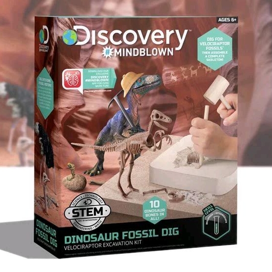Discovery Mindblown Dinosaur Fossil Dig Velociraptor Excavation Kit Skeleton