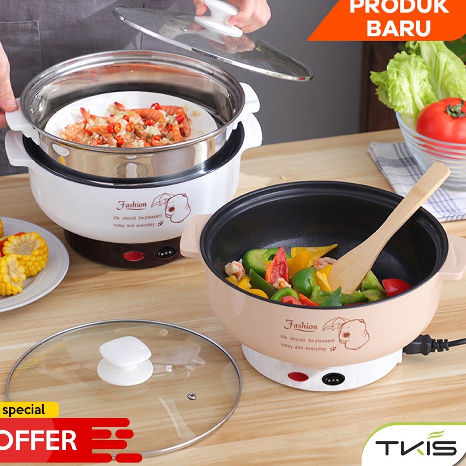 stok baru Panci Listrik Multifungsi Free kukusan  Steamer Stainless Lapis Keramik Teflon YK DESIGN Y