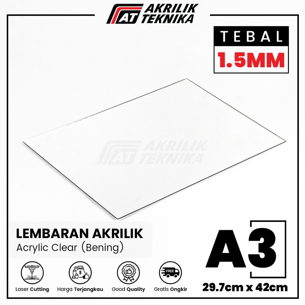 

OWY417 SALE Acrylic Sheet Lembaran Akrilik Transparan Clear Bening A3 15mm
