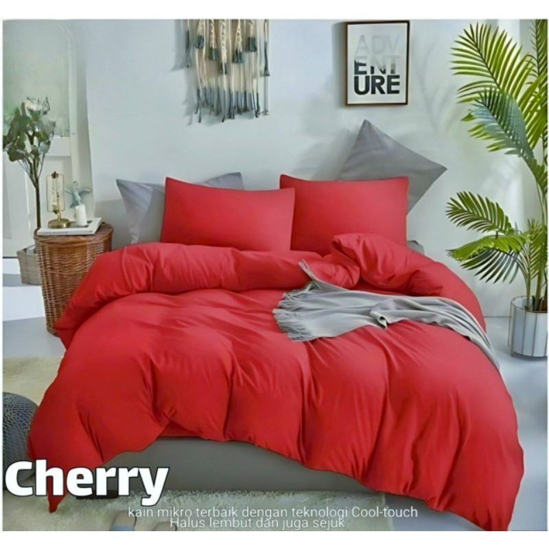 Sprei polos merah cherry sprei hotel murah anti geser sprei seprai sprei 90x200 sprei 100x200 sprei 