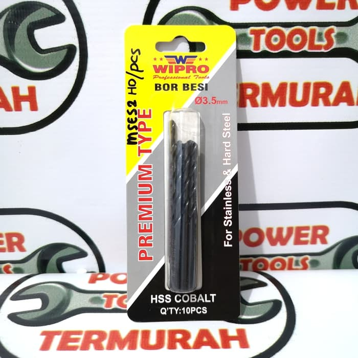 Mata Bor Besi 3.5 mm Stainless HSS Cobalt WIPRO Hitam Stainless Steel