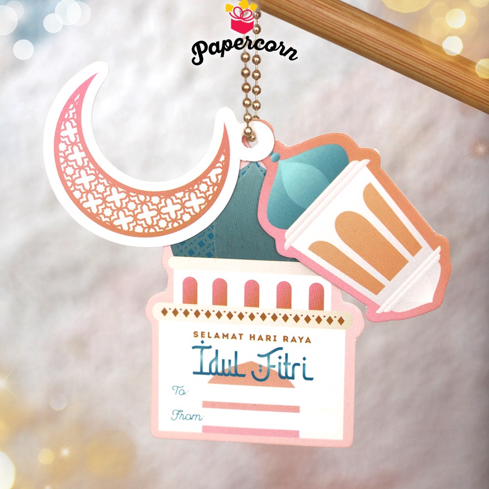 

UKP173 NEW 1 pcs Gift Tag Hangtag Idul Fitri 3 Set Idul Fitri Pink include rantai
