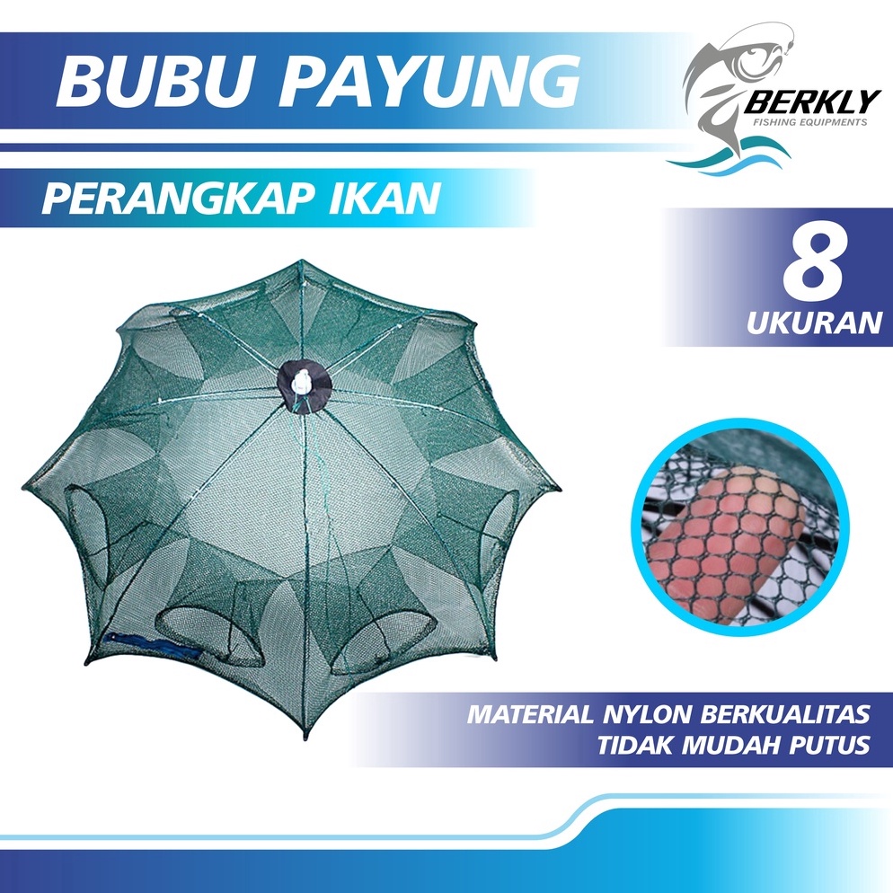 IQD499 55 COD BERKLY Bubu Payung 8 Lubang Jaring Jebakan Perangkap Udang ikan Kepiting Model Payung