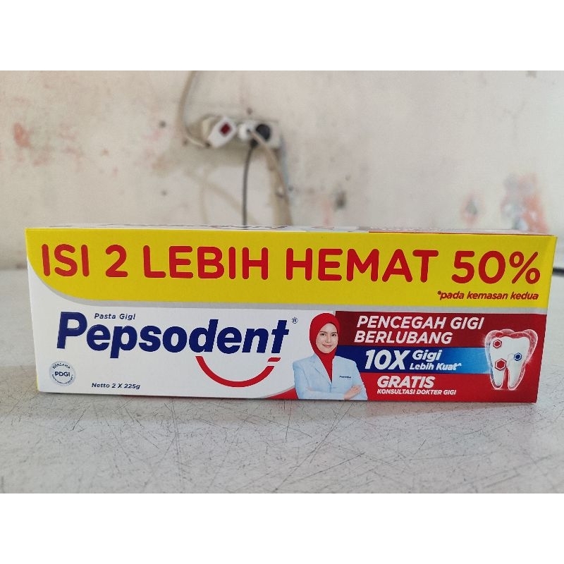 Pasta gigi Pepsodent 225 gr multipack isi 2 odol 225 gr x 2 buy 1 get 1