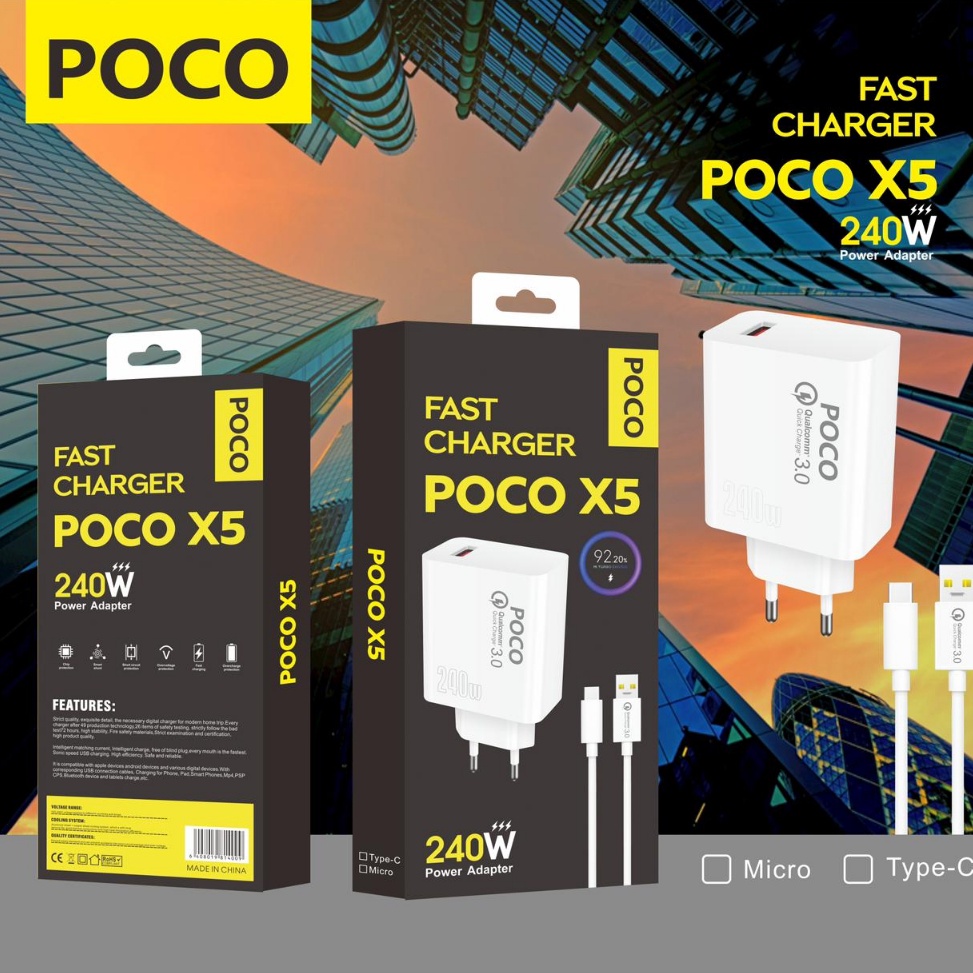 MURAH BANGET Charger Ori 1 pocophone poco X5 24w Support FastCharging qc3 kompatible semua hp smartp