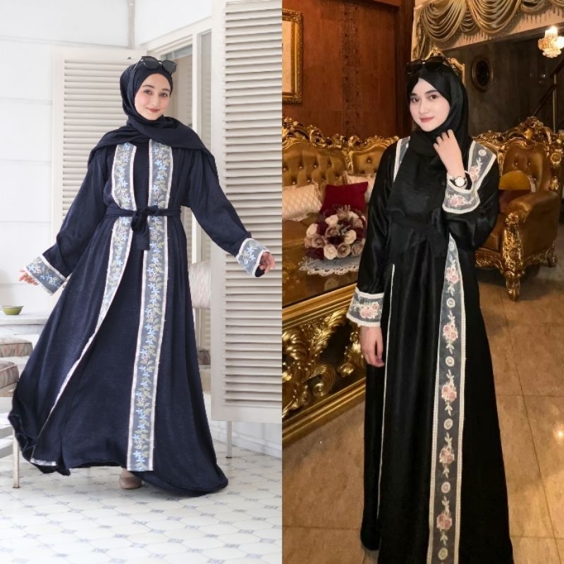 {RECOMENDED} ABAYA SET INNER PANJANG DAN OUTER RENDA PREMIUM Set Dubai Yasmin Abaya hari ray abaya M