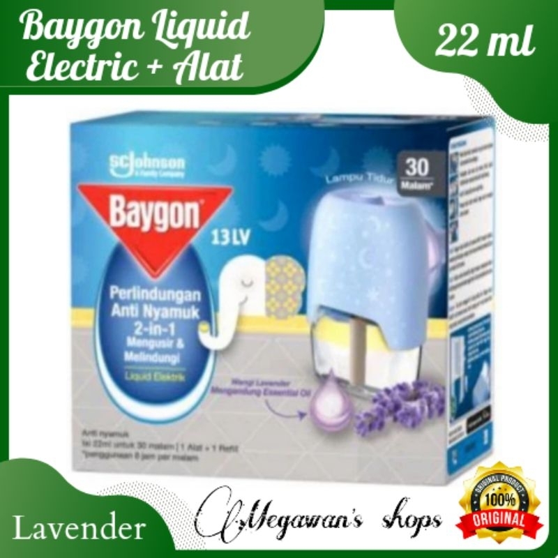 Baygon Liquid Elektrik + Alat 22ml, Baygon Electric 22 ml Lavender
