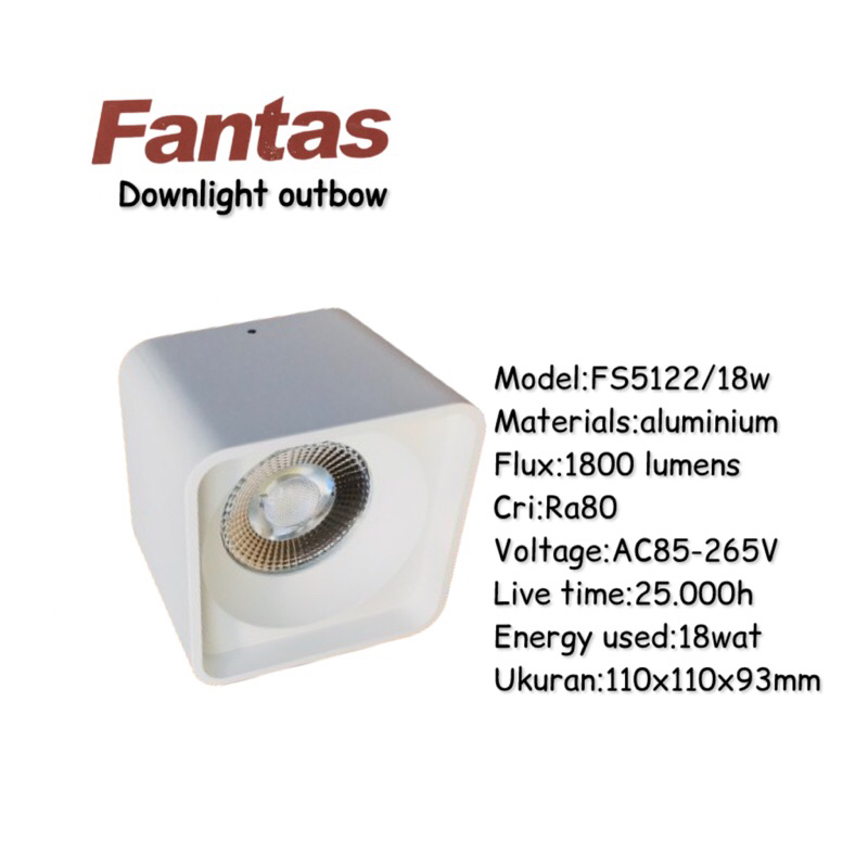 Lampu downlight outbow Led 18 wat kotak/fantas Lampu downlight outbow led/lampu tempel