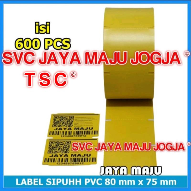 

[ TSC ] 80 X 75 - 1 LINE PVC - ISI 600 PCS - KUNING || CORE 3" || LABEL BARCODE YELLOW SIPUHH PERHUTANI SISTEM INFORMASI HASIL HUTAN || 80X75 - RIBBON RESIN R300 90X300 90 X 300 - TSC - TTP244PRO TTP244 PRO TTP 244PRO TTP 244 PRO
