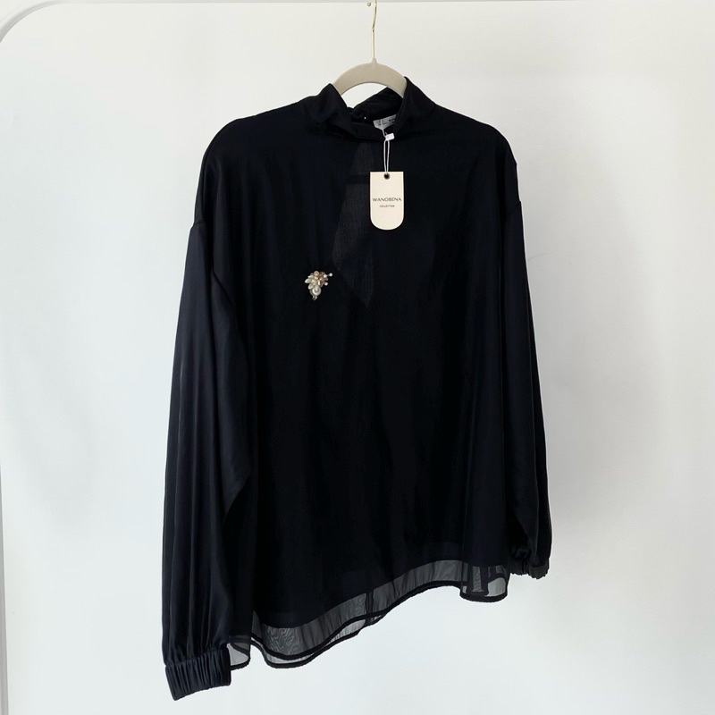Wano Bena - Atasan Wanita - Laia Black Organza Silk Top
