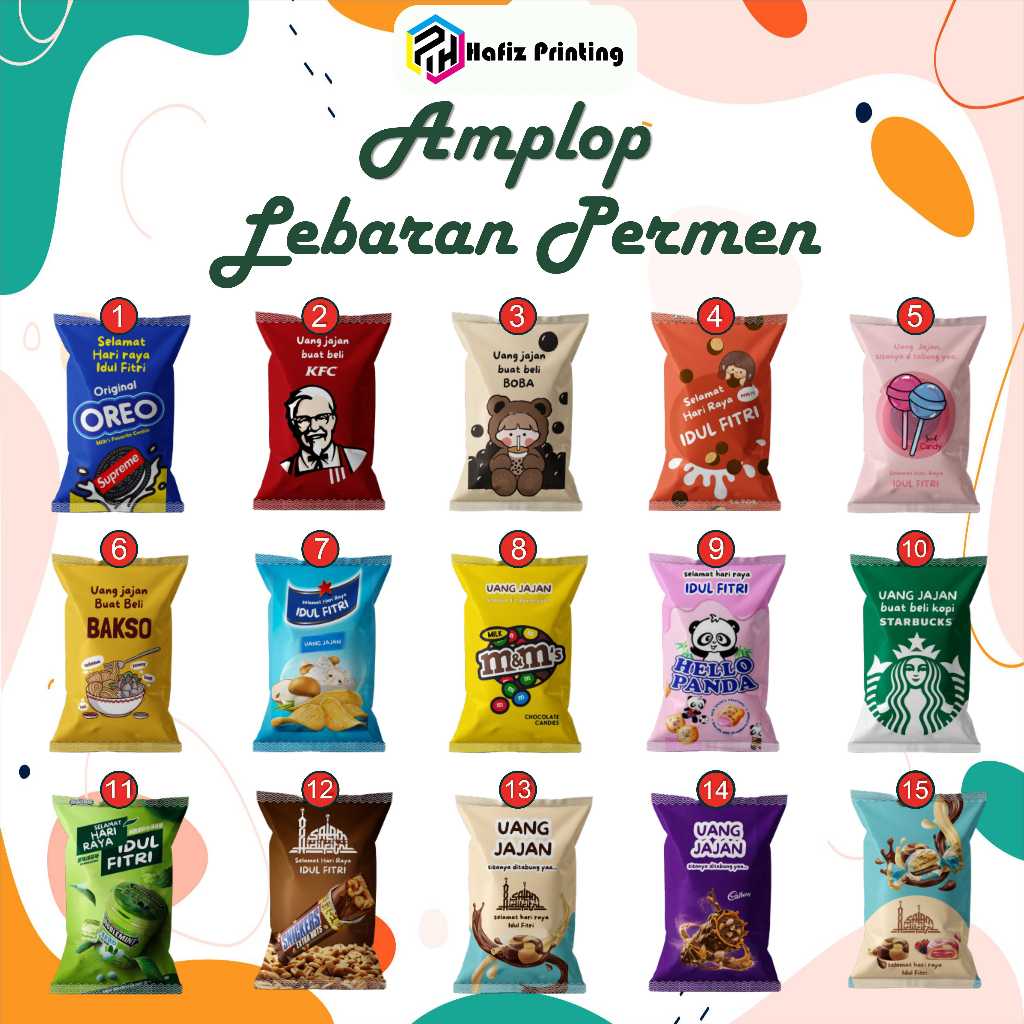 

Amplop lebaran permen / amplop lebaran lucu min 15pcs motif mix
