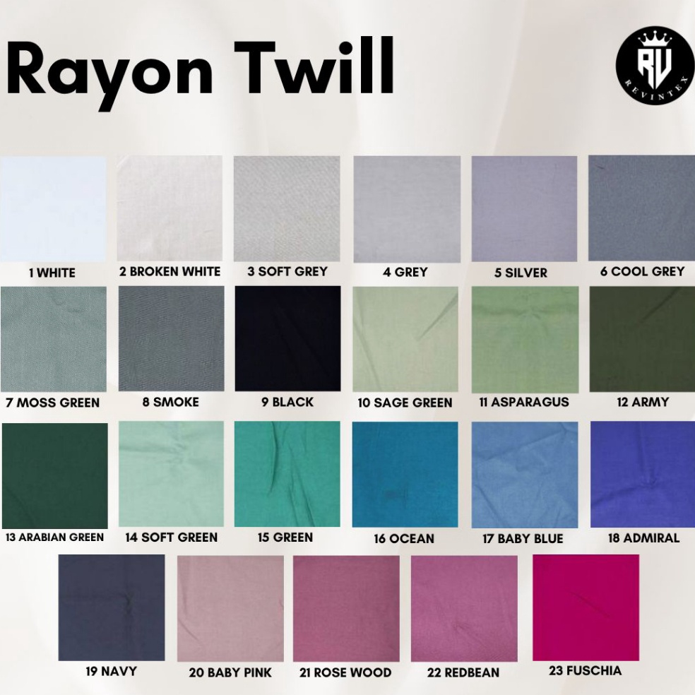 New Trend Kain Rayon Twill IMPORT PREMIUM GRADE A warna 123 REVINTEX BANDUNG kualitas terbaik polos 