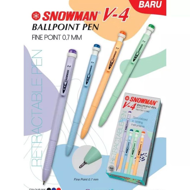 

RNO549 flashsale Pulpen Snowman V4 Semi Gel Retractable pen 7mm 1pak12pcs