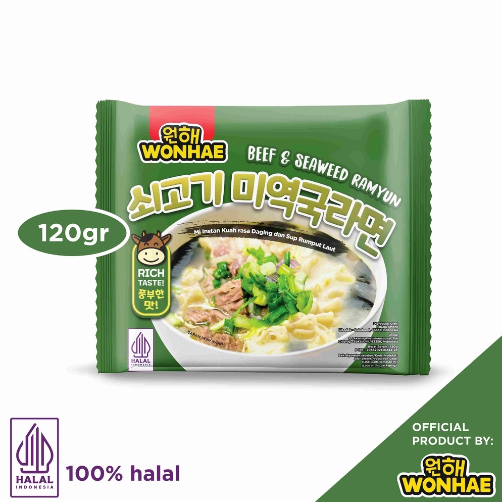 YPQ985 Terlaku Mujigae by Wonhae Beef Seaweed Ramyun 12gr  Instan  Ramyun  Mie Kuah  Rumput Laut  Daging  Mie Instan Korea  Makanan Korea Instan Halal