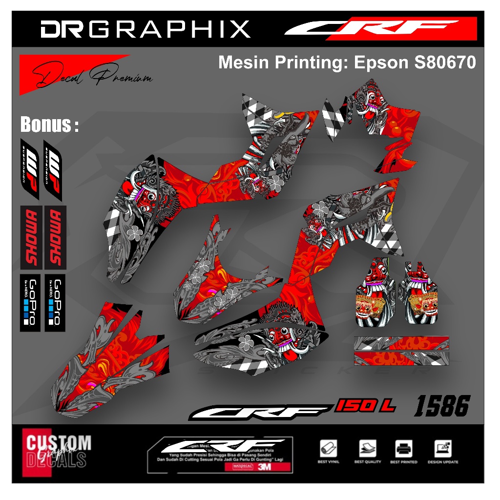 Decal Sticker - Dekal Fullbody CRF 150 L Design LEAK BARONG BALI