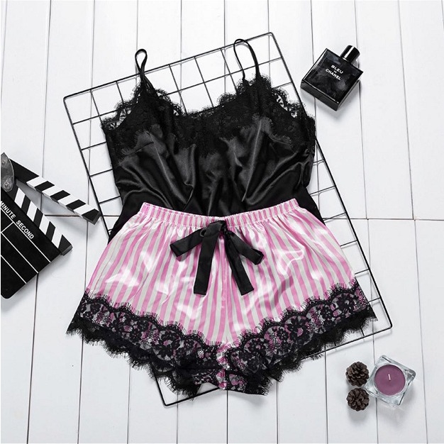 Baju tidur Tanktop Lingerie Sexy Celana Pendek Satin / Baju Tidur Wanita Lingerie Set / Piyama baju 