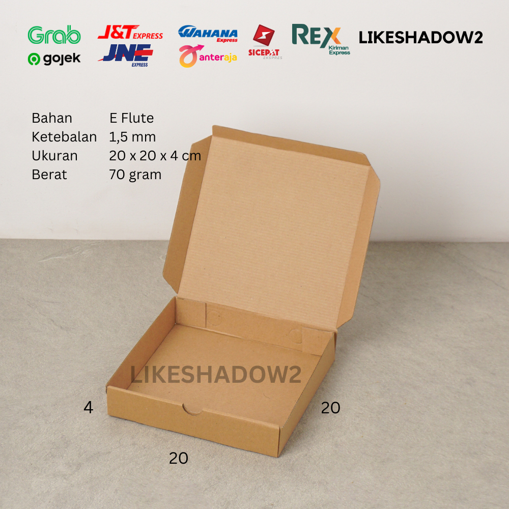 

Pizza Box/ 20x20x4 cm/ 20 x 20 x 4 cm/ Kardus Packing / Dus Packaging / Kotak Karton Brownies Kue Makanan