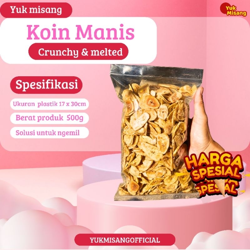 

KERIPIK PISANG KOIN MANIS KRIPIK PISANG 500g/Keripik Pisang Koin Madu Manis Terlaris