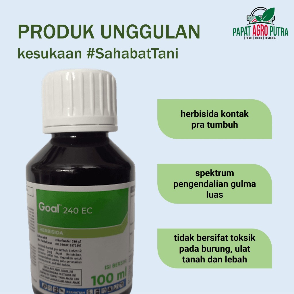 Papat Agro Putra - Herbisida Goal 100 ml Corteva - Herbisida gulma tanaman bawang merah, padi gogo, 