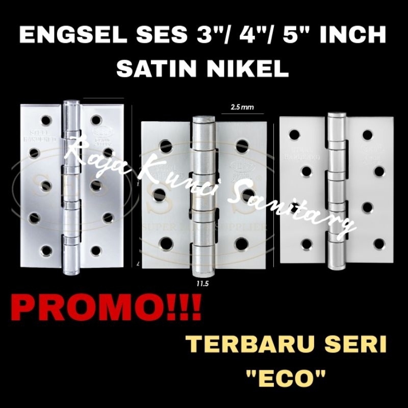 Engsel SES Seri IRON 3"/ 4"/ 5"/ Inch/ Engsel Jendela/Pintu SES Satin Nikel
