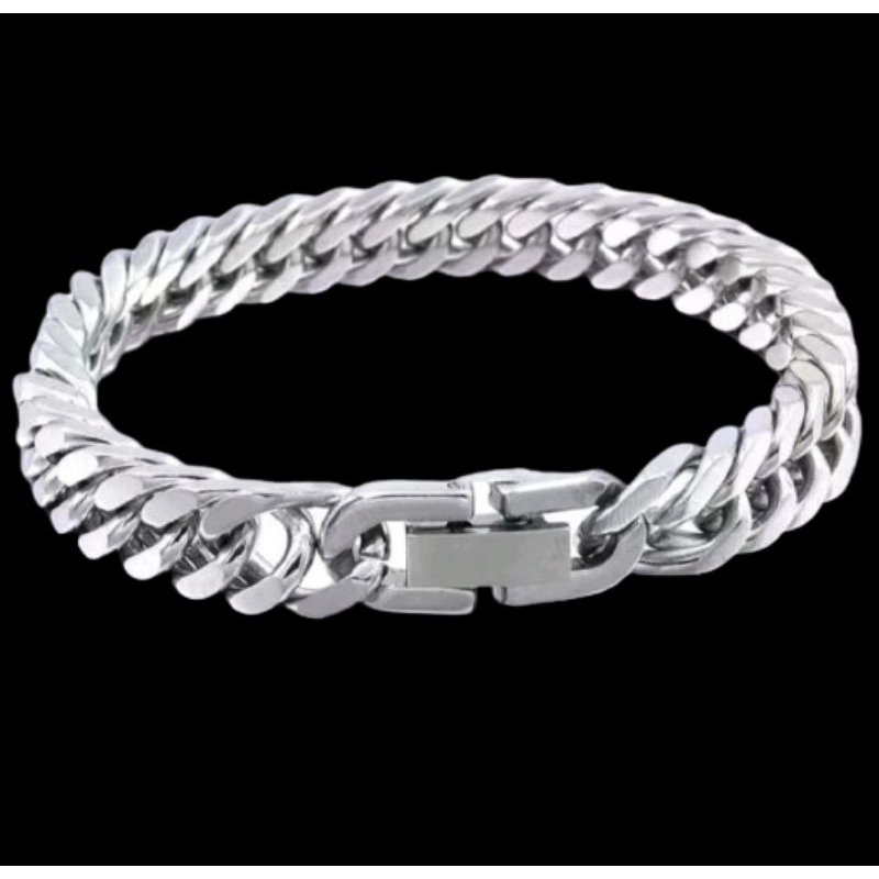 GELANG TANGAN PRIA SILVER TITANIUM GELANG RANTAI