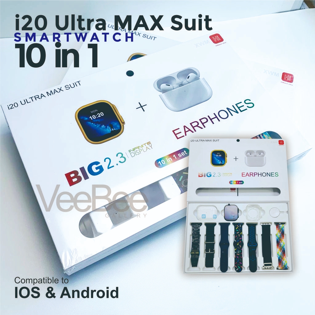 SMARTWATCH i20 ULTRA MAX SUIT 7 TALI DAPAT EARPHONE DAN SILIKON CASE