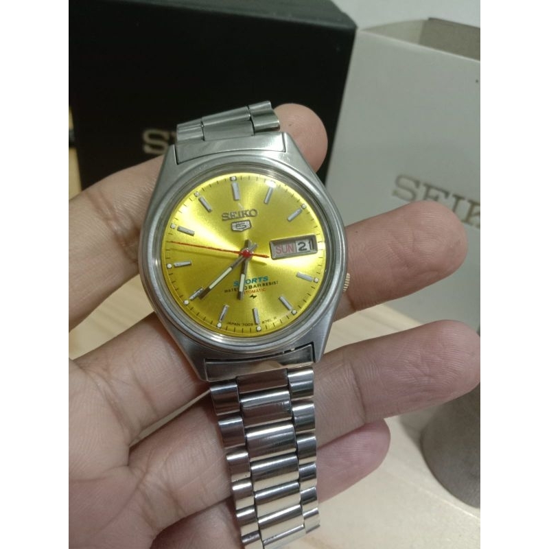 Jam tangan vintage Seiko 7009 yellow dial casual