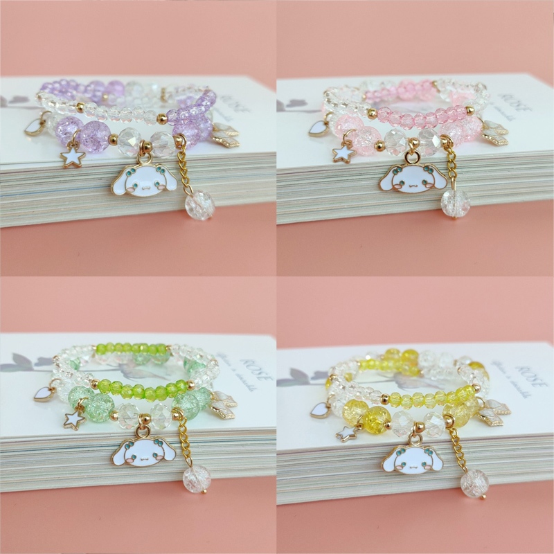 ✨COD Gelang Manik-manik Kristal  Sanrio Cinnamoroll  Manis Manis Hadiah Sahabat Bening Musim Panas G