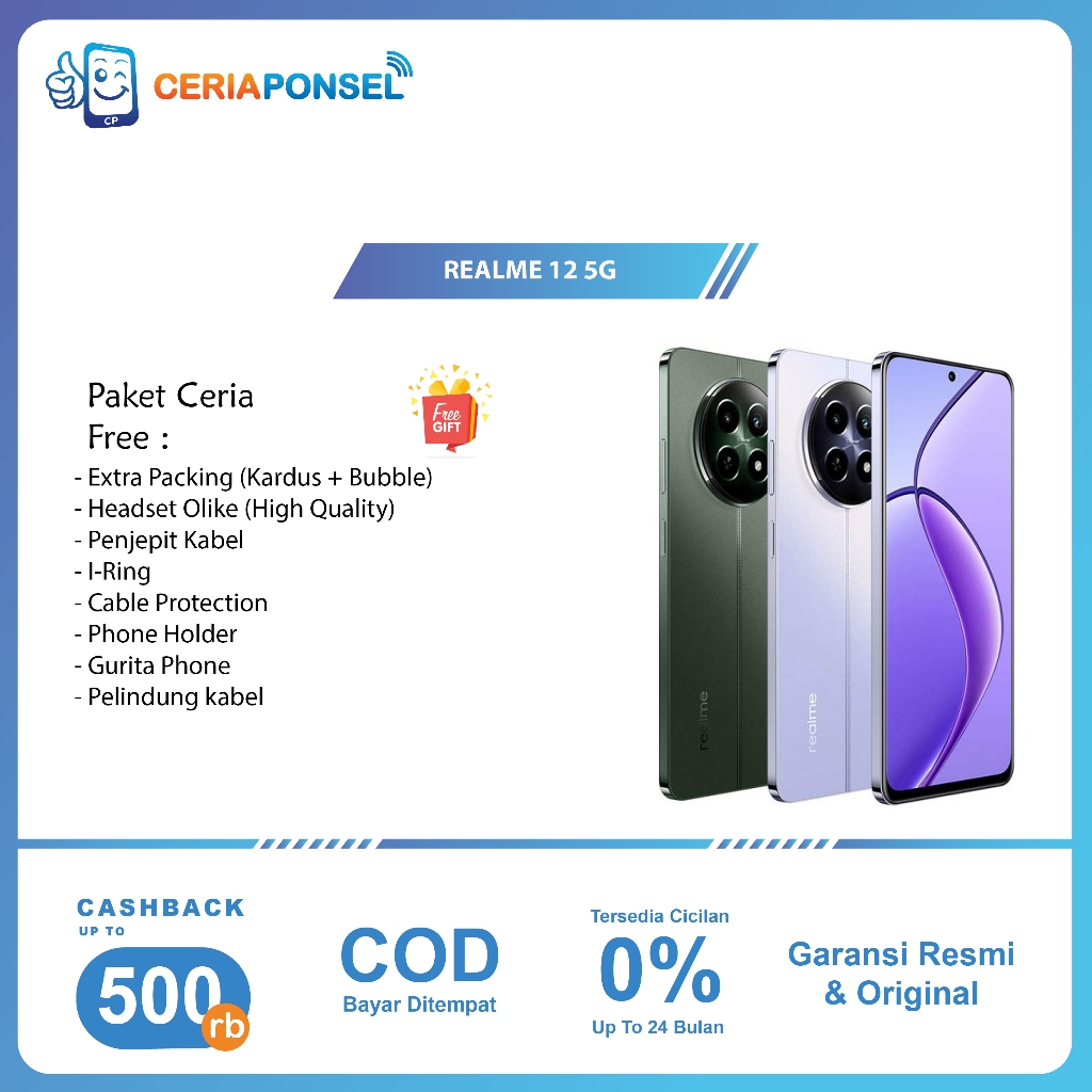 Realme 12 5G 8GB+8GB*|256GB 108MP Camera 6.72 FHD+ LCD Garansi Resmi-1