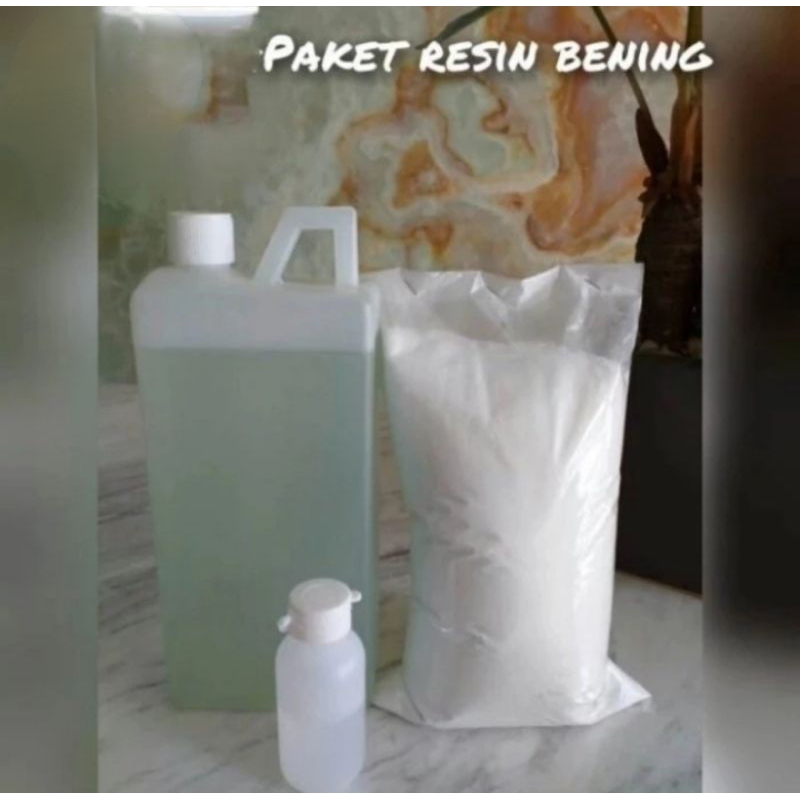 paket resin bening katalis talk powder penambal Nat marmer granit