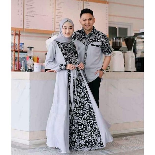 ART W18V dress sarimbit gamis couple baju couple pasangan kondangan gaun pesta muslimah batik couple