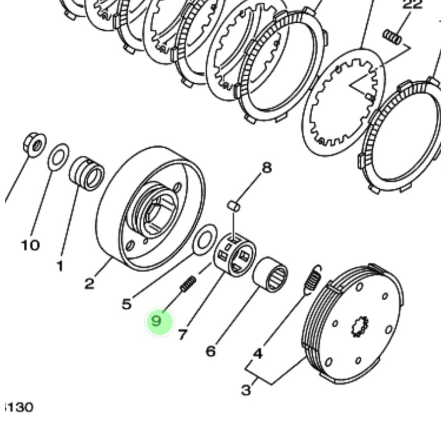 NO 9 PER CAGE BENTENGAN KOPLING KAMPAS GANDA JUPITER Z 110 2003-2009 BURHAN ORIGINAL YAMAHA