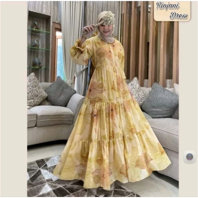 dress DELUNA bahan ceruty babydoll full puring kancing