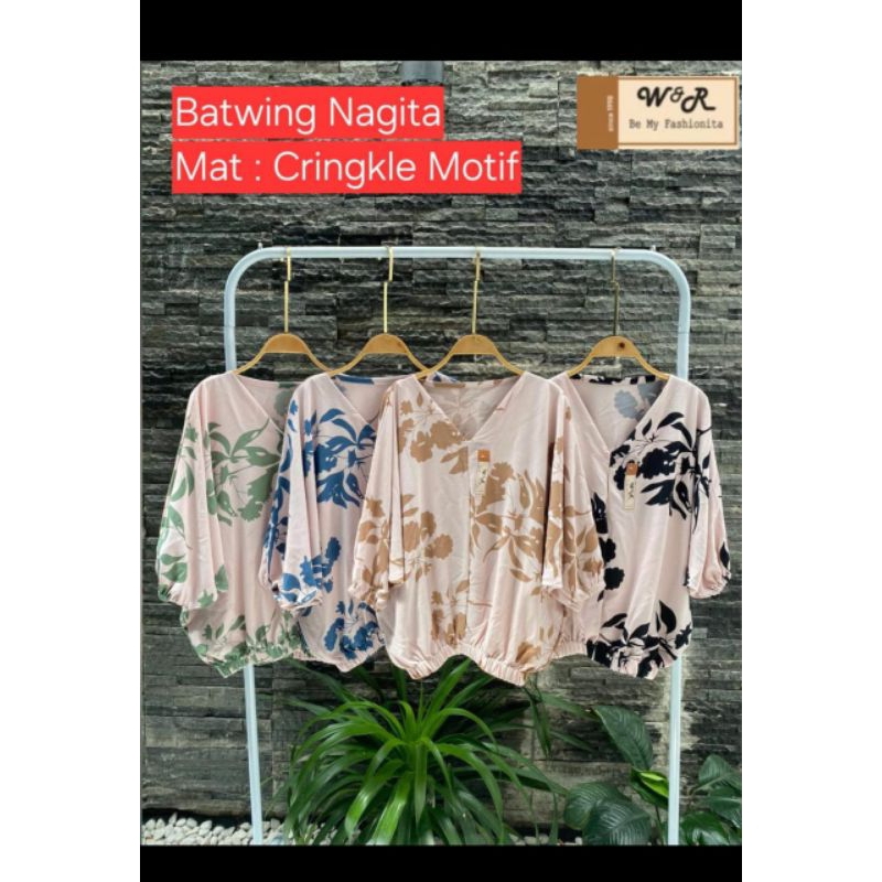 Blouse Batwing Nagita Crincle Motif