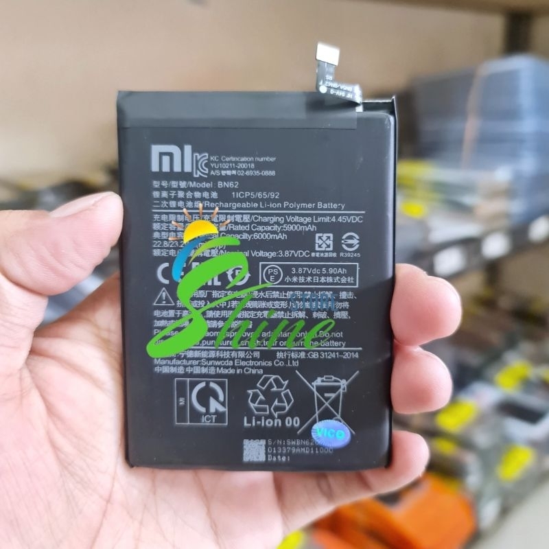 Baterai Batre Xiaomi BN62 Original HP Xiaomi Redmi 9T Battery Batrei Tanam Xiomi