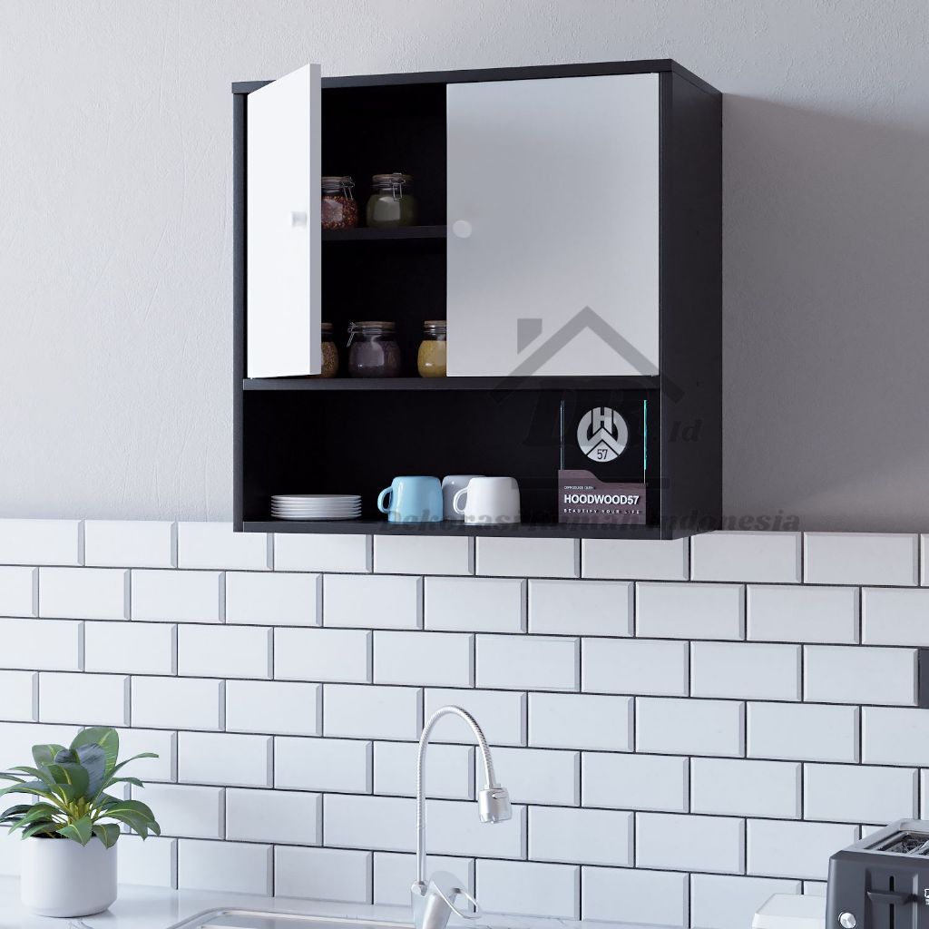 Rak Dapur Gantung Atas Minimalis 2 Pintu Serbaguna Lemari Dapur Type 055