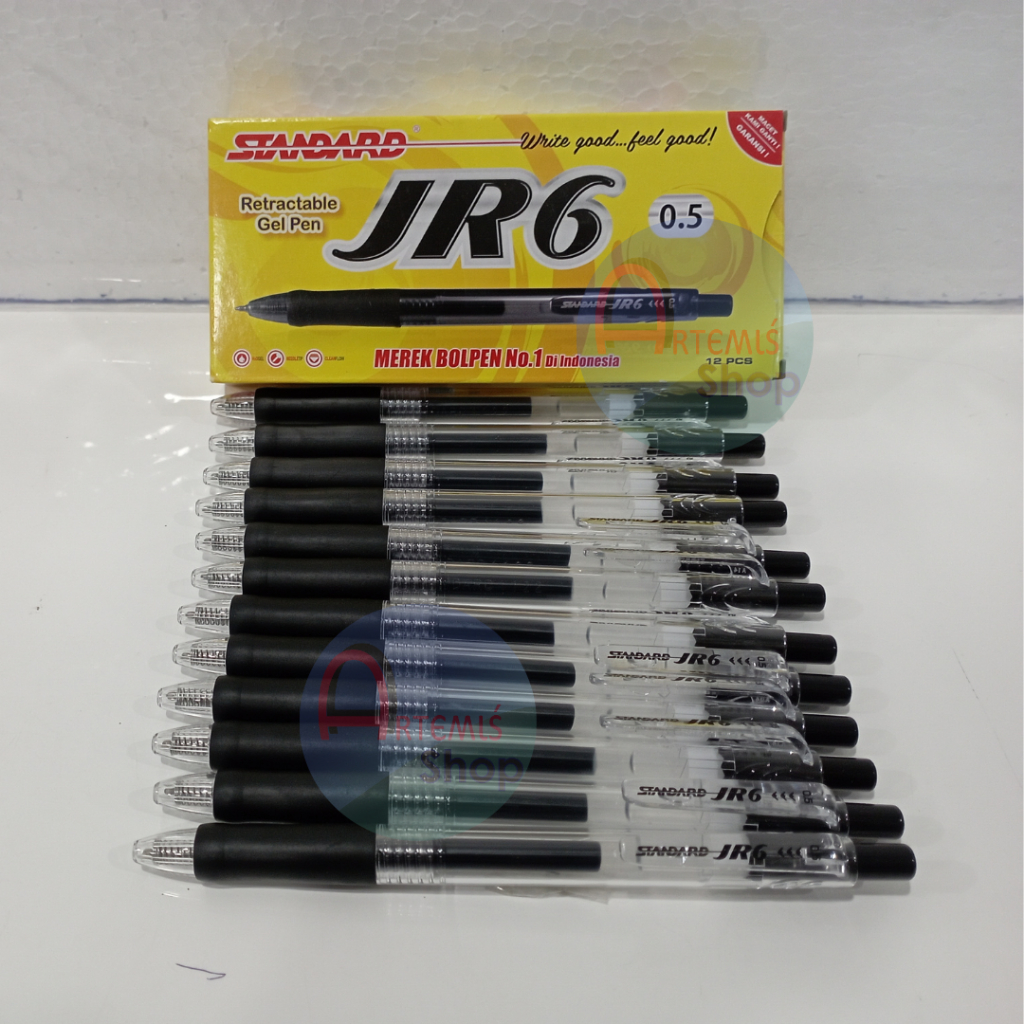 

Pulpen Gel STANDARD JR6 0.5 mm Retractable Gel Pen Isi 12 pcs