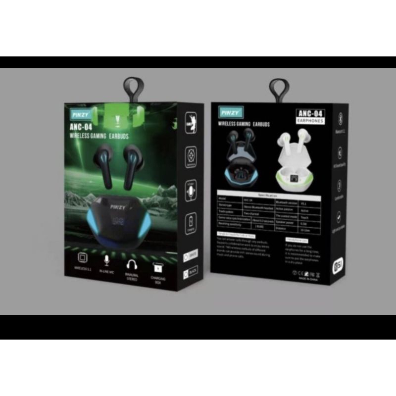 PINZY ANC-04 WIRELESS GAMING EARBUDS BT V5.1 LED DISPLAY