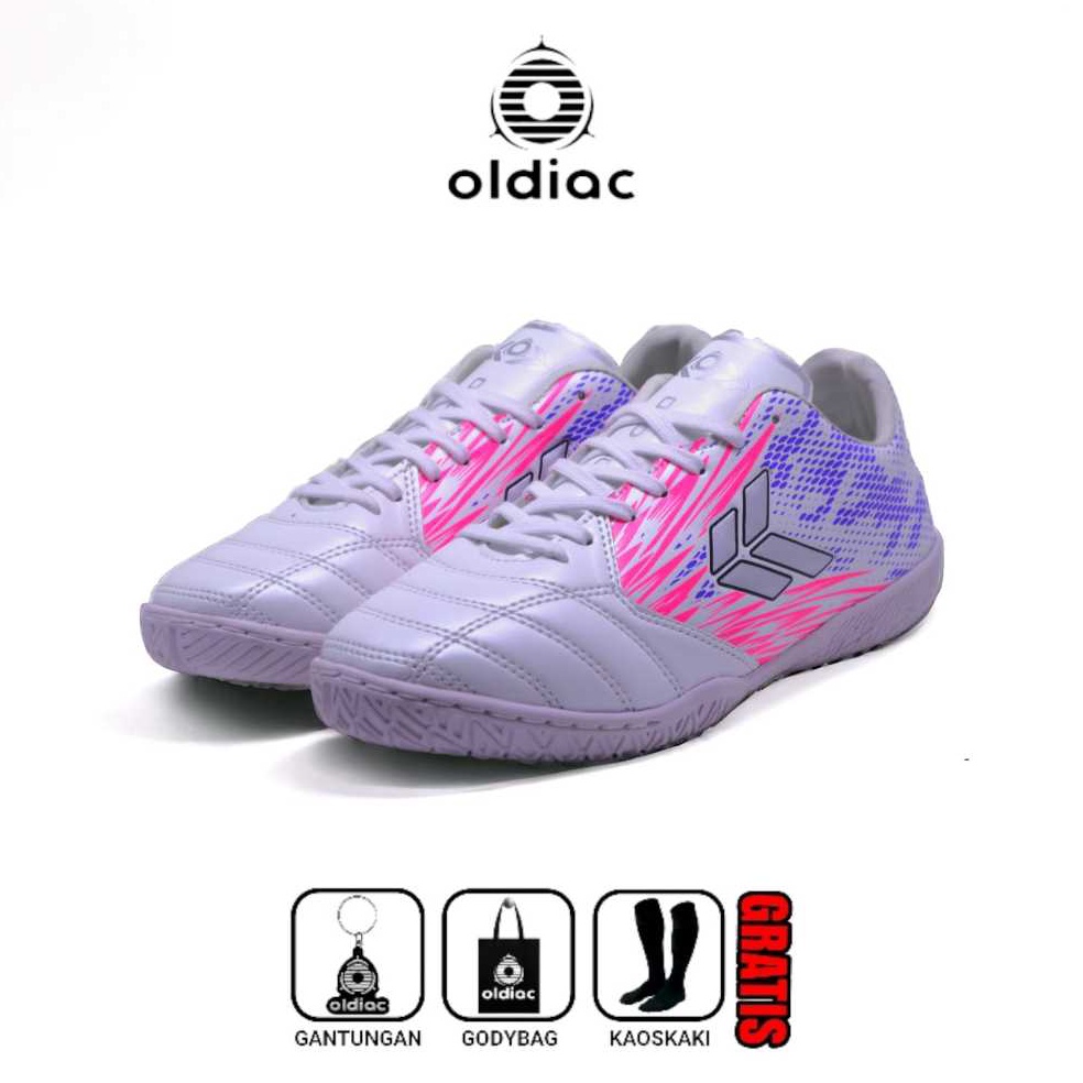 Chekout oldiac Sepatu futsal phoenix putih purplepink white olahraga indoor in outdoor
