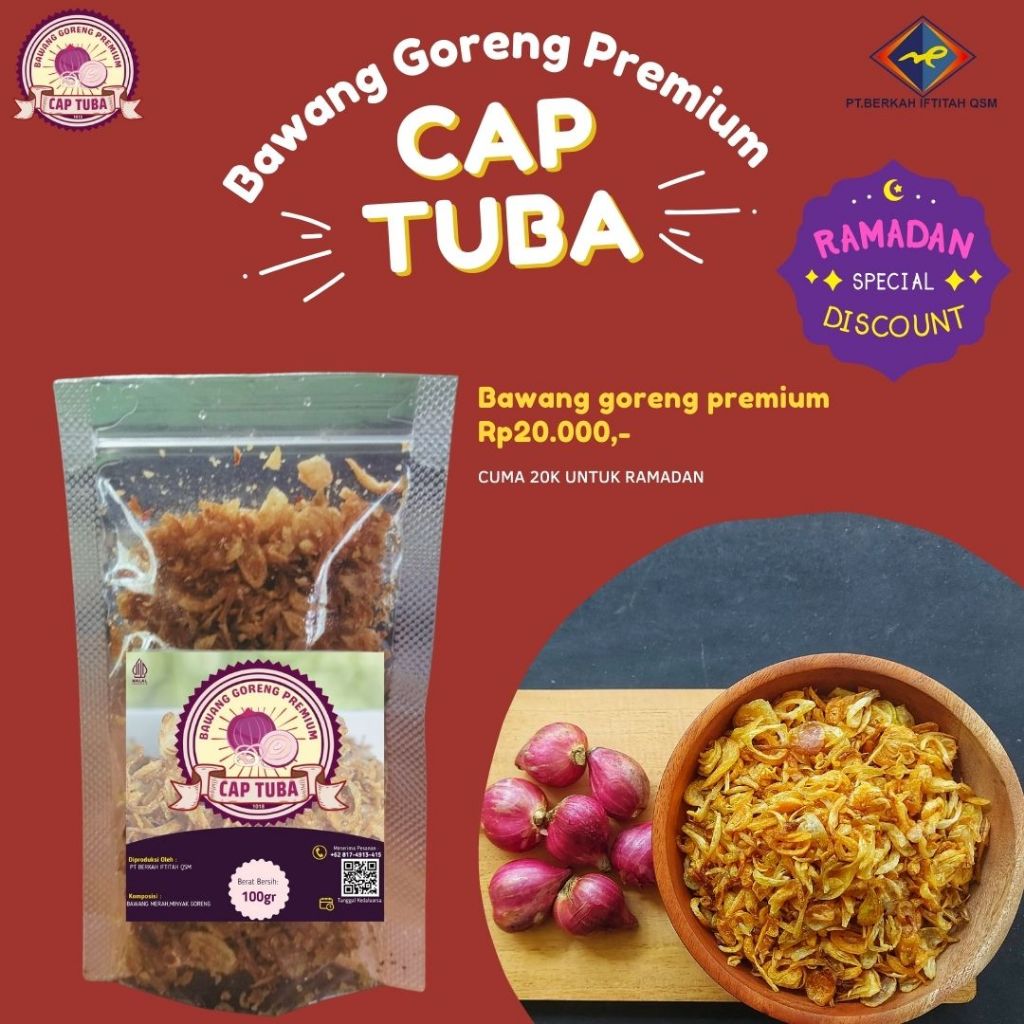 

Bawang Goreng Asli Premium Bawang merah goreng premium cap Tuba isi 100 gram Bawang Goreng Asli Tanpa Campuran Tepung