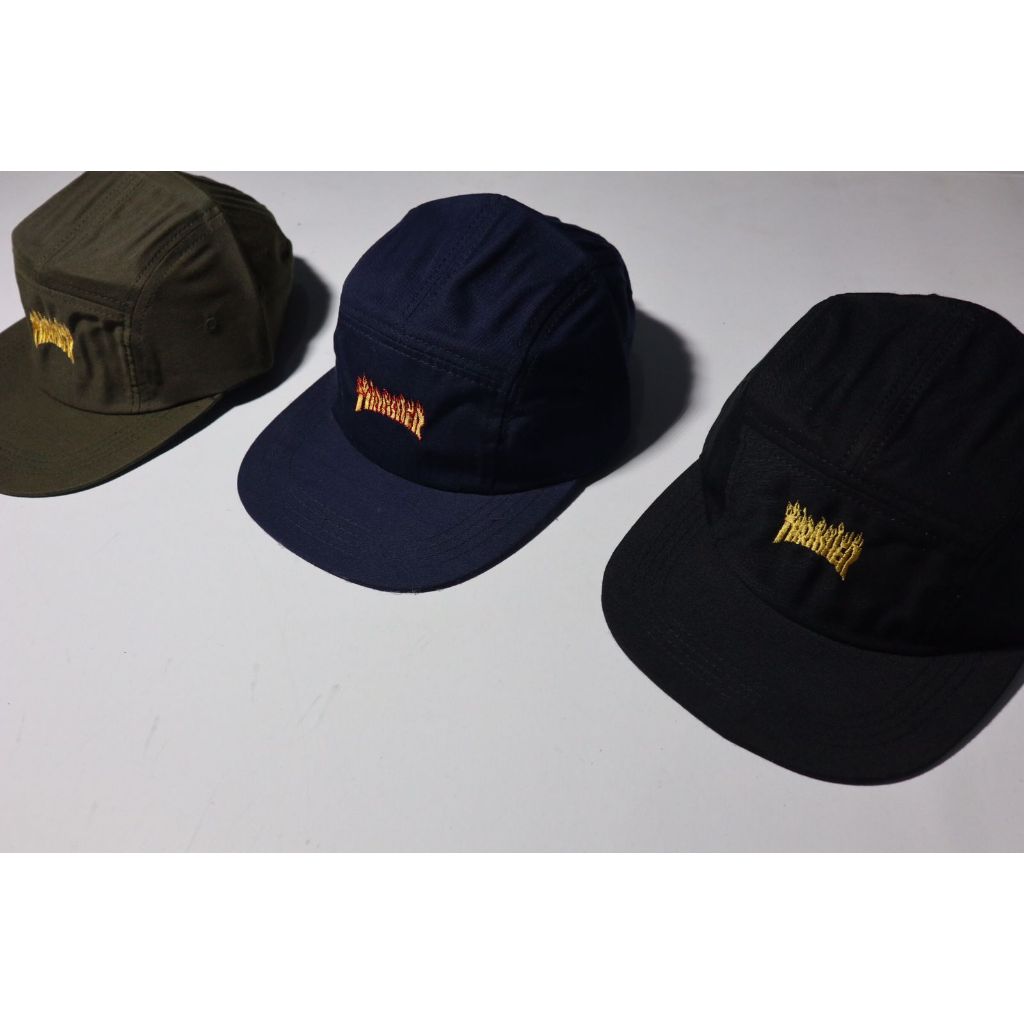 Topi cap 5panel Thrasher.bordir logo good quality premium distro.topi five panel thrasher